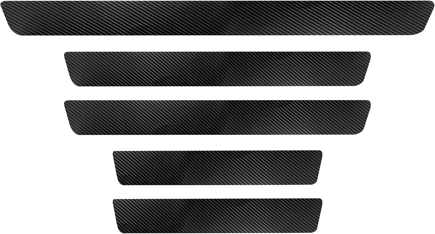5PCS Car Door Sill Protector, Door Edge Guards, Carbon Fiber Leather Doors Sill Sticker, Automotive Exterior Accessories Waterproof Car Doors Sills Scratch Protection for Most Vehicles (5PCS)