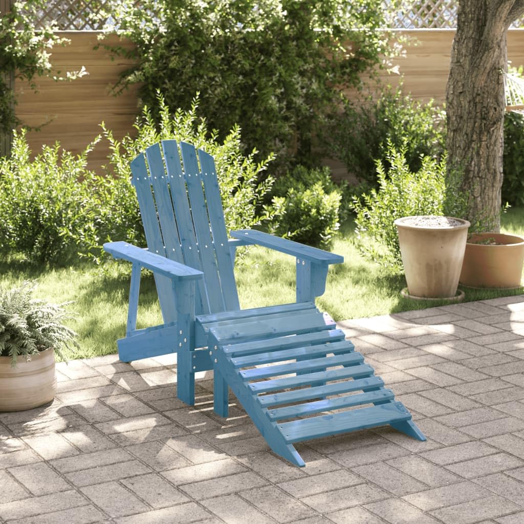 vidaXL Silla Adirondack con otomana Madera Maciza de Abeto Azul