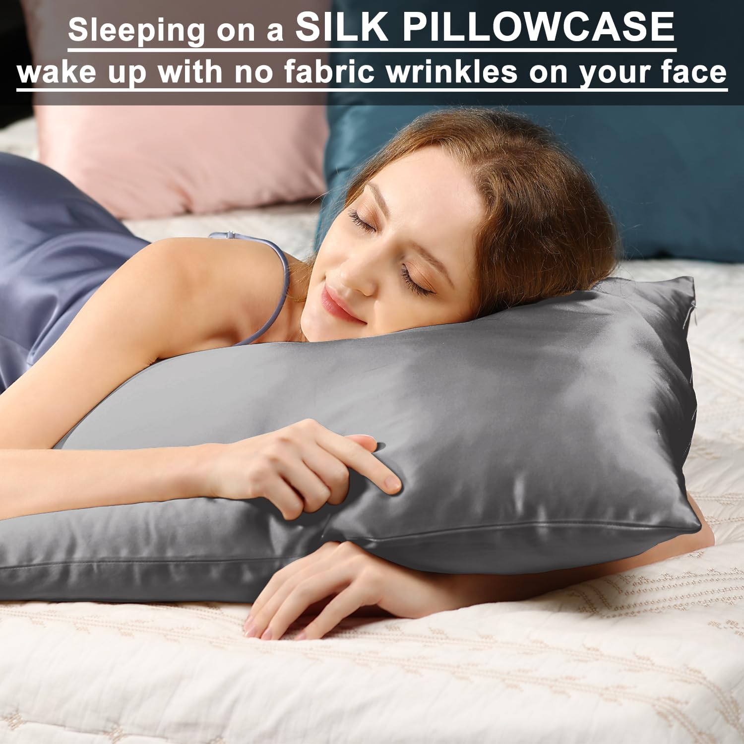 Ravmix 100% Silk Pillowcase for Hair and Skin 21Momme Both Sides Mulberry Silk Pillow Case with Hidden Zipper, 1PCS - Image 3