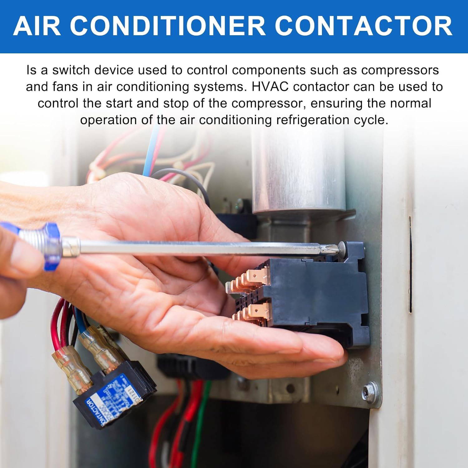 DMiotech HVAC Contactor, 3 Pole FLA 40 Amps 120V Coil Air Conditioner Contactor Compressor Condenser Motor AC Definite Purpose Contactor, UL Listed