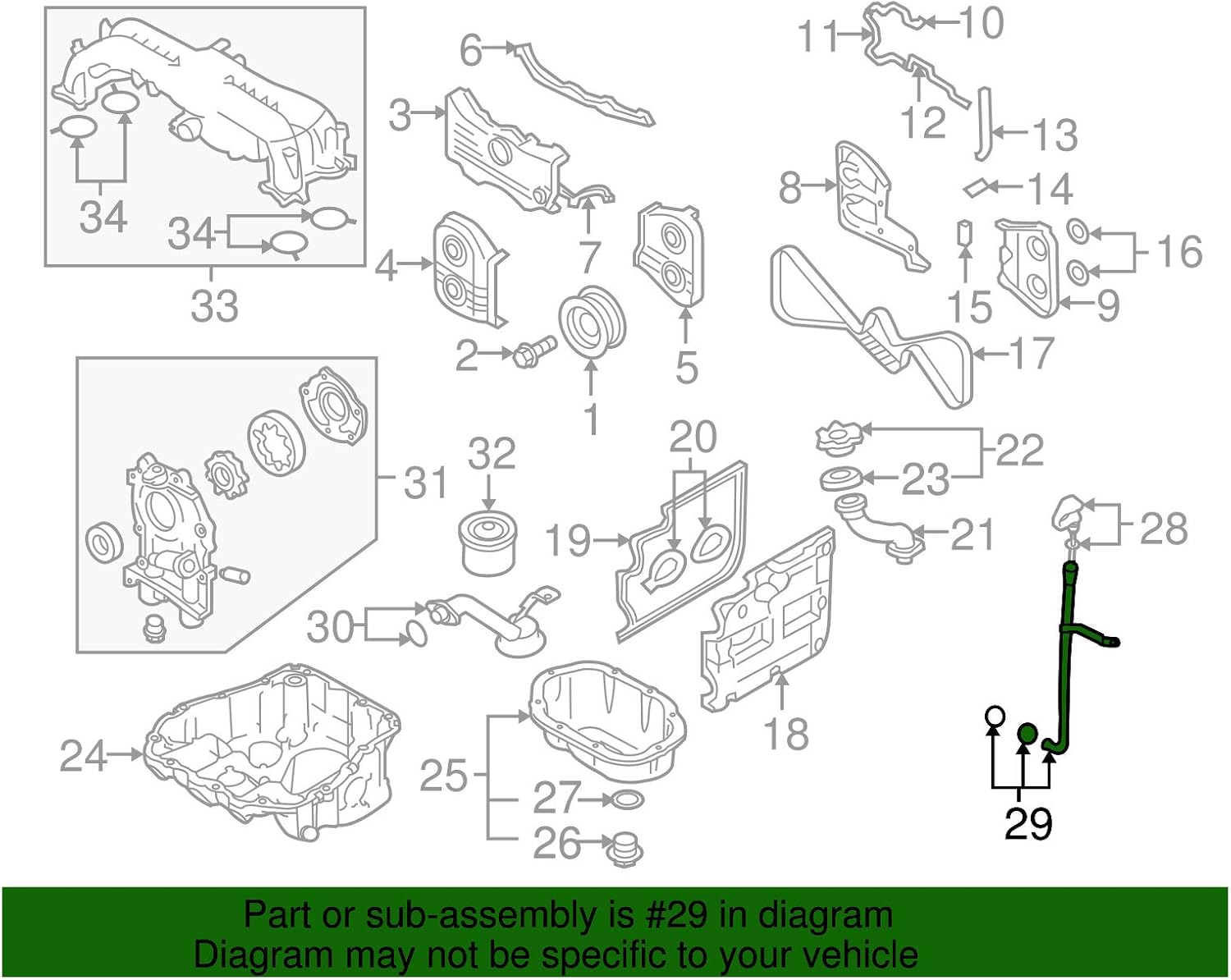 Subaru 15144AA011 Oil Dipstick Guide