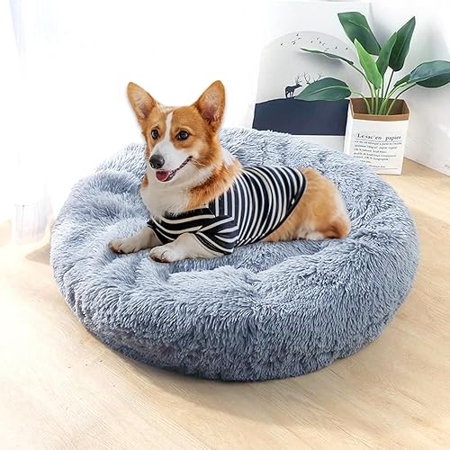 Miniatura 7 de Oziral Cama calmante para perros pequeños, medianos y grandes, cama redonda de felpa suave en forma de dona, para gatos, para mascotas,
