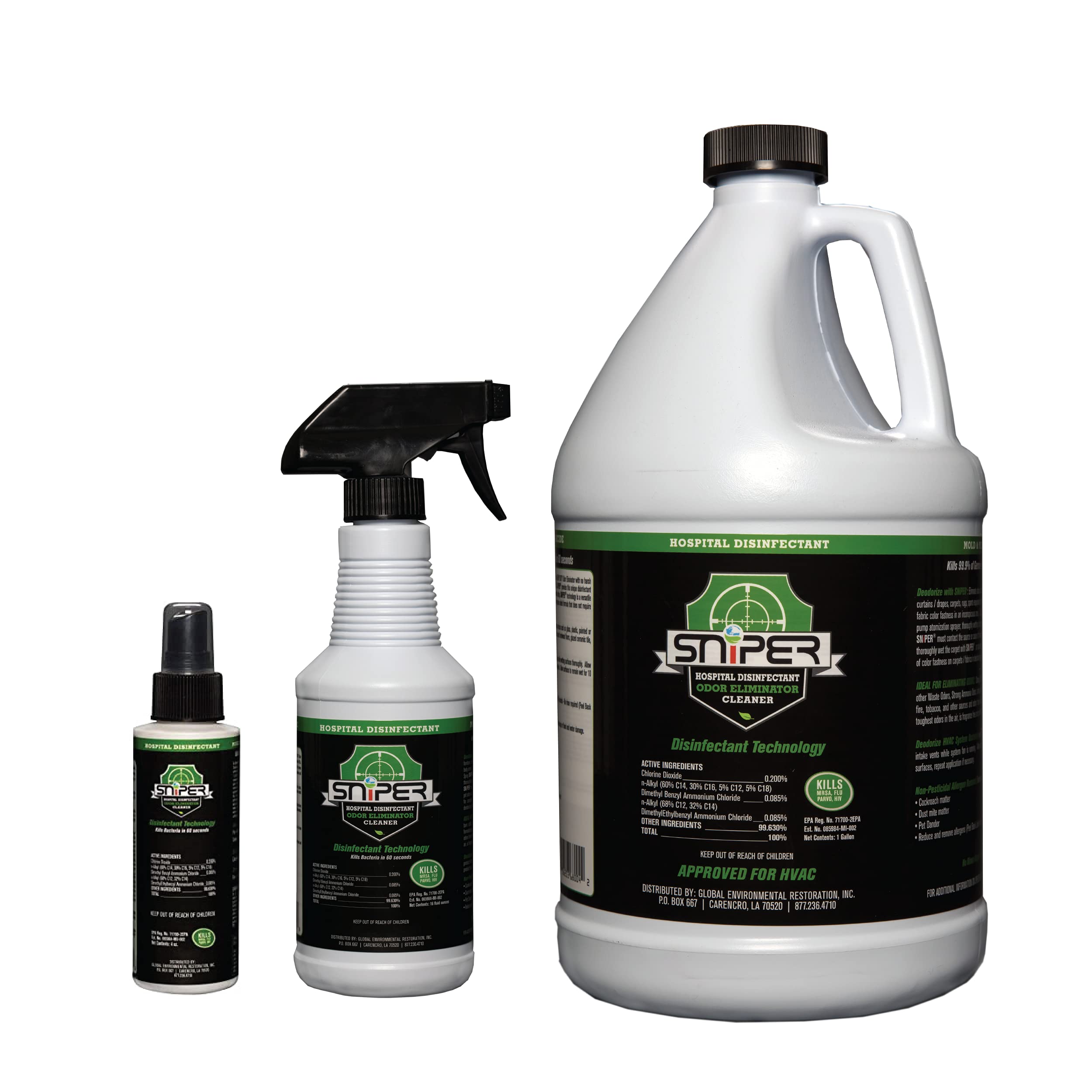 SNiPER Hospital Disinfectant Odor Eliminator All-Purpose Cleaner Set of 4 Ounce Spray 16 Ounce Spray and 1 Gallon