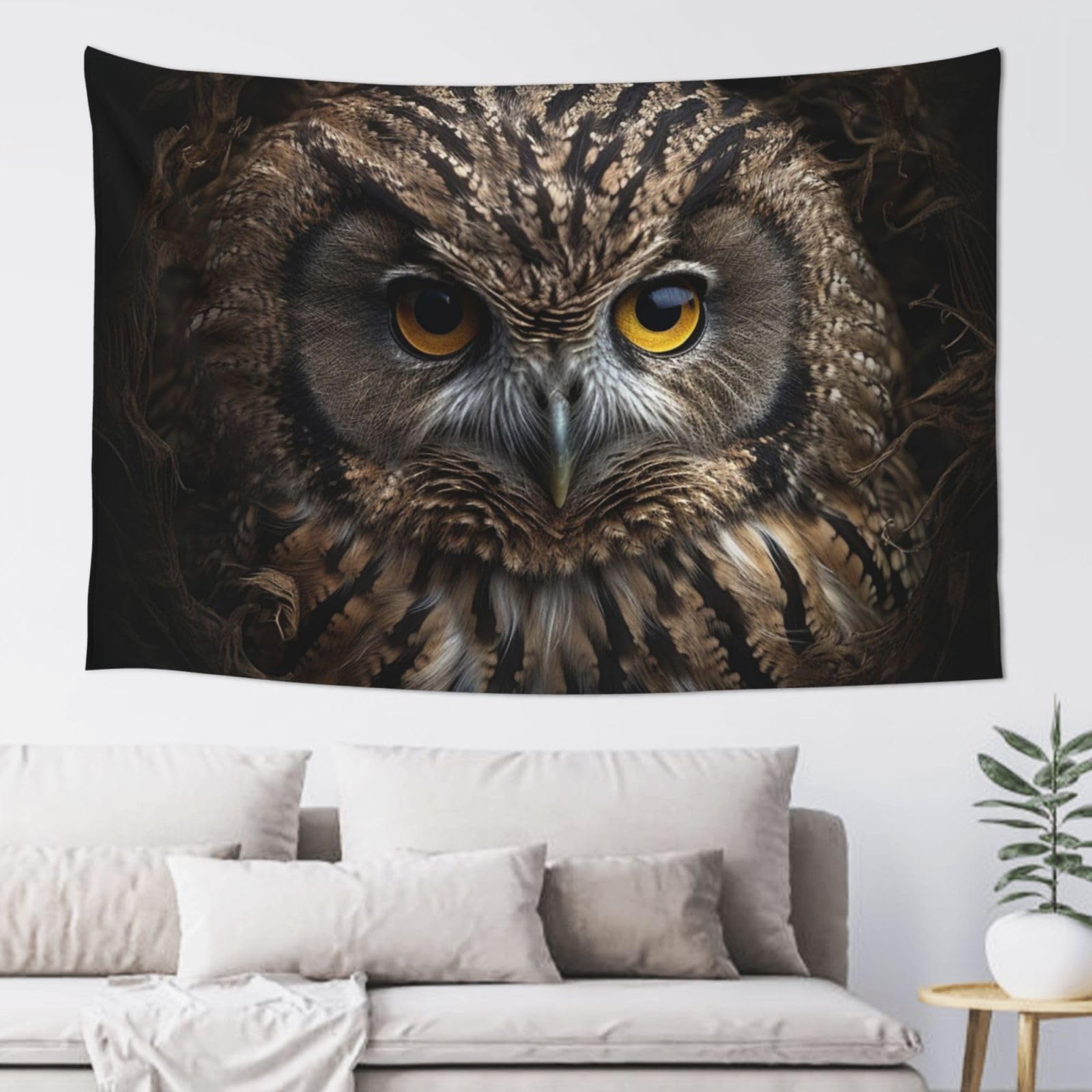 QLDETUPWLX Tapestry 152x102 cm Wall Hanging for Living Room Focused Owl Tapestries Home Decor Soft Aesthetic Tapestries Hanging Decor Blanket Wall Tapestry for Bedroom Dorm Indoor Outdoor