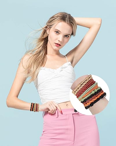 Miniatura 2 de Pulsera bohemia para el cabello para mujer, 20 piezas, 4 estilos, hermosa pulsera de doble uso y banda para el cabello, suave y elegante, accesorios