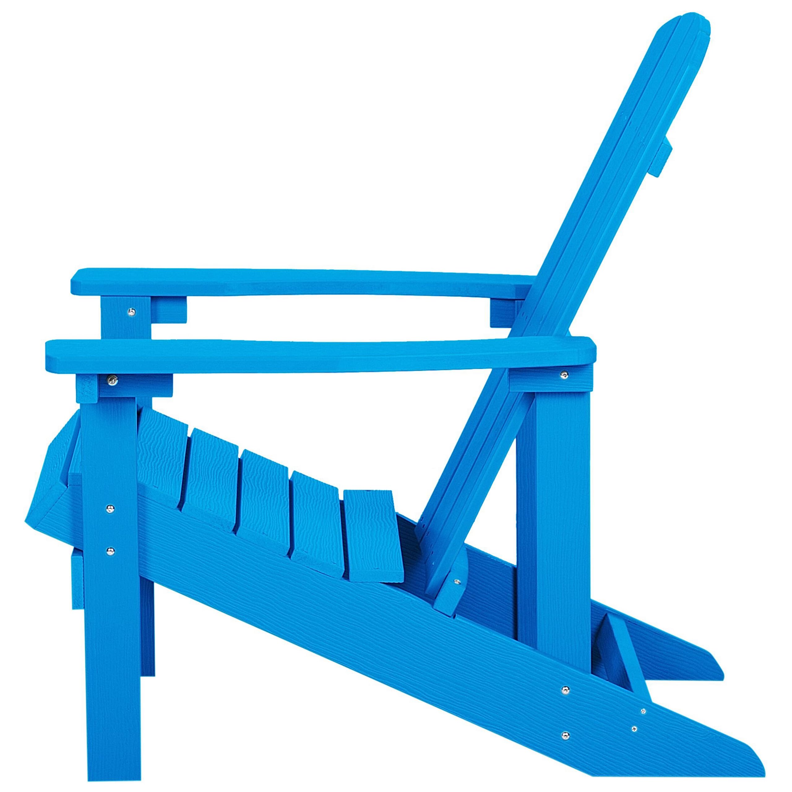Moderner Muskoka Gartenstuhl Kunstholz Blau mit Hocker Armlehnen Adirondack