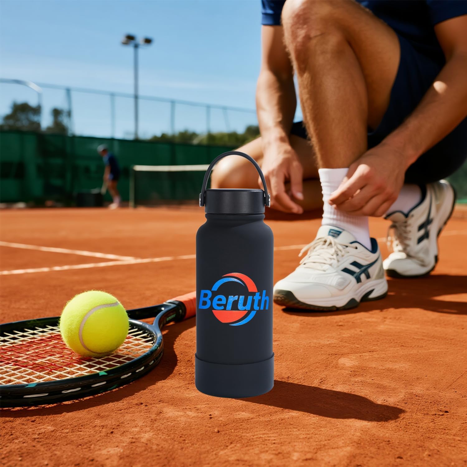 32 oz Insulated Water Bottle with 3 Lids (Straw, Spout and Handle Lid), Keep Cold 40H, Leak-proof & BPA Free, Stainless Steel Drinking Flask for Sports, Travel, Camping, Hiking and School (Black) - Image 4