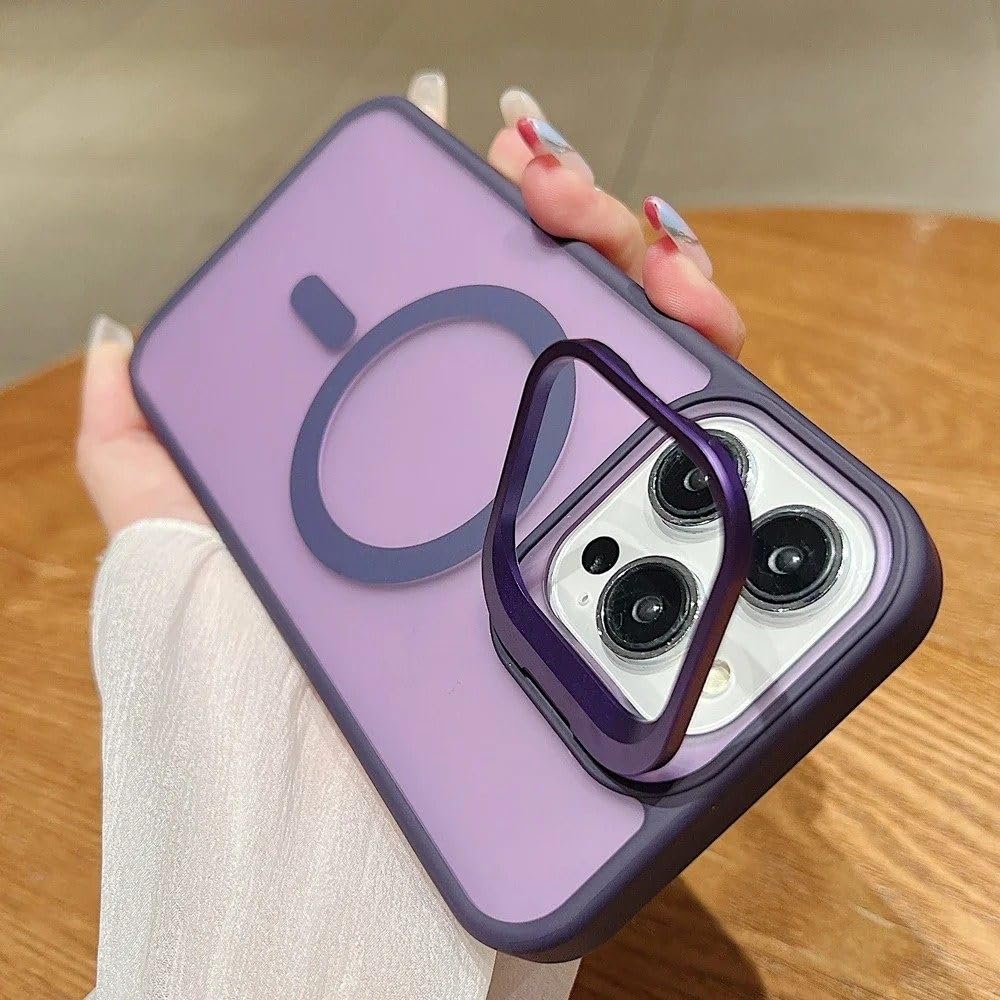 Coque iPhone 13 Pro violette protège objectif magnétique mat - 7