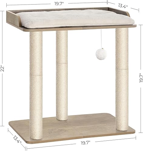 Miniatura 6 de FourFurPets Condo de torre de árbol para gatos de 22 pulgadas, postes rascadores para gatos de interior, placa grande, tres postes rascadores de