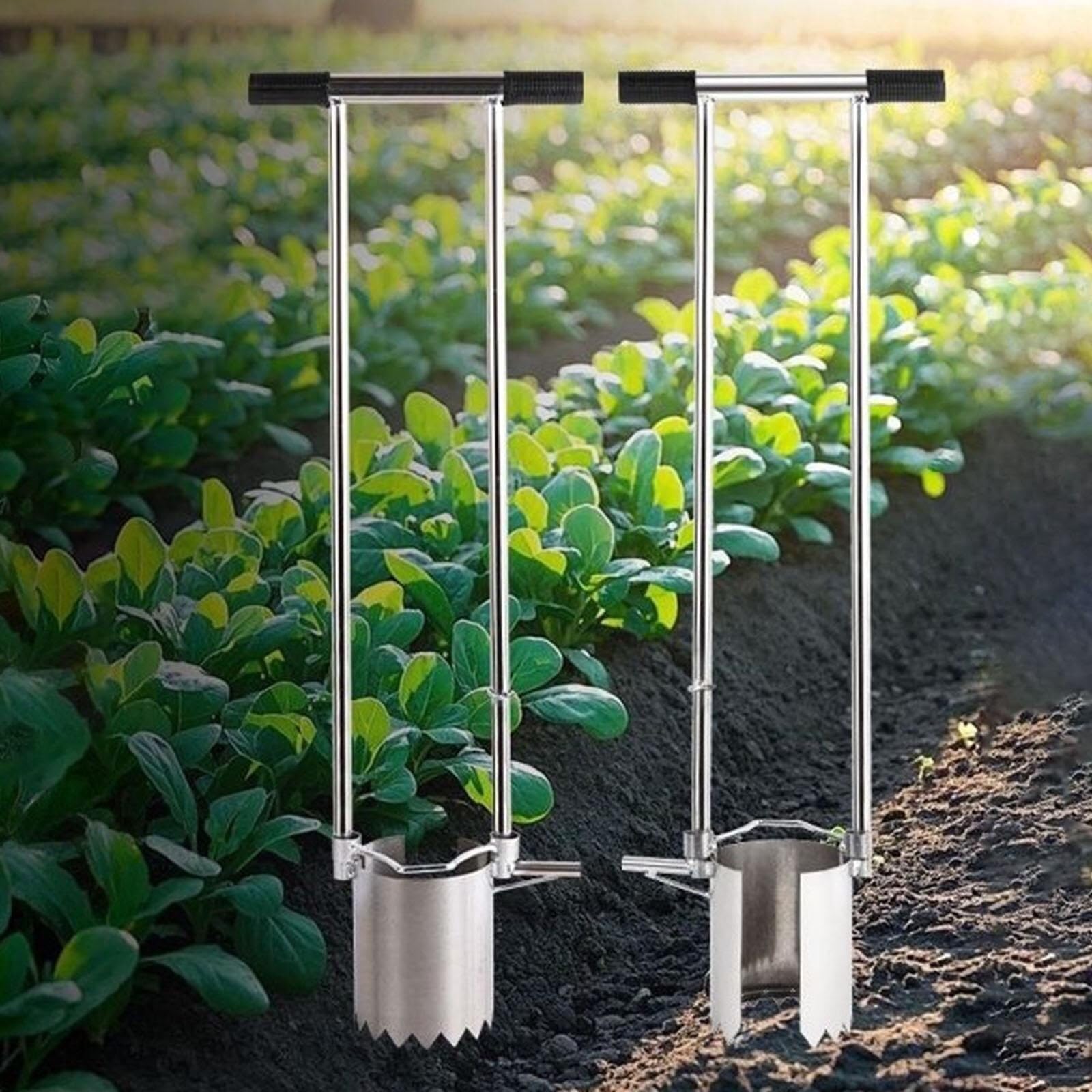 Urządzenie do pobierania próbek gleby ze stali nierdzewnej – ergonomiczna sadzarka do roślin, do ogrodu, na podwórko i rolnictwo, ze stabilnym uchwytem (stal nierdzewna, średnica 8 cm)