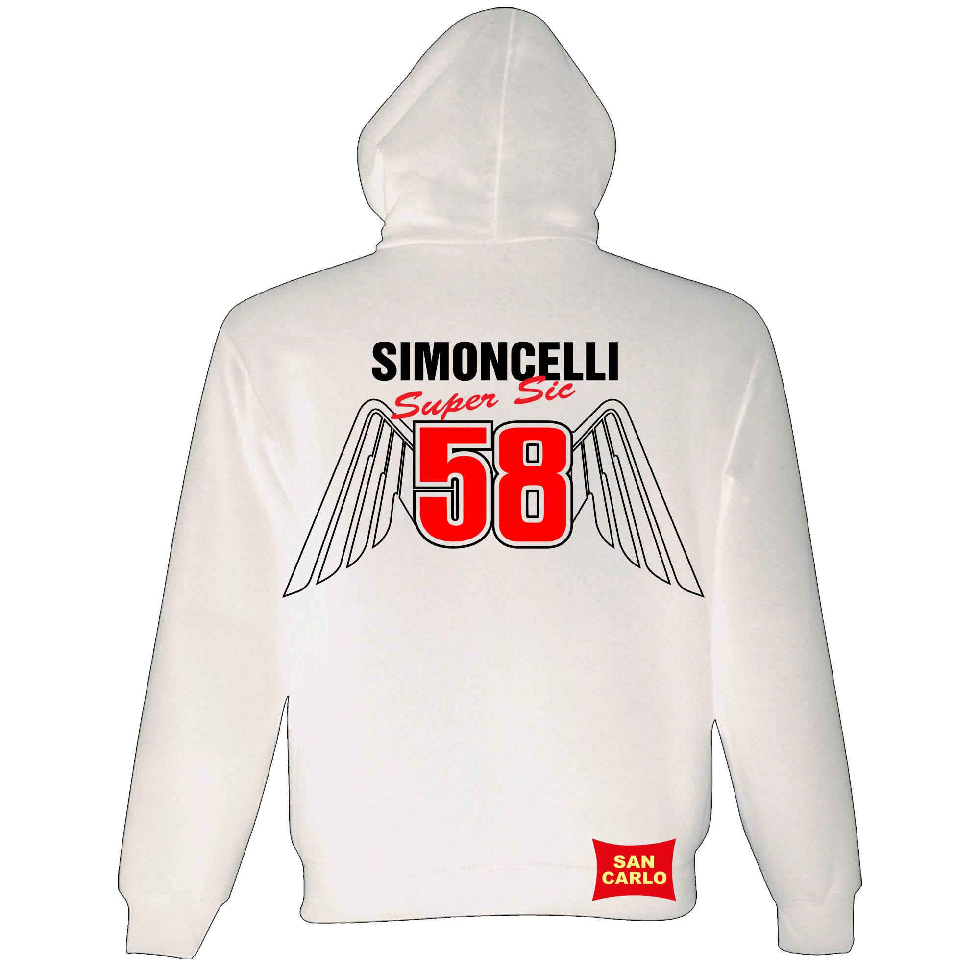 Marco Simoncelli Moto gp 58 Wings Hoodie White Sizes Small to XXL (XL)