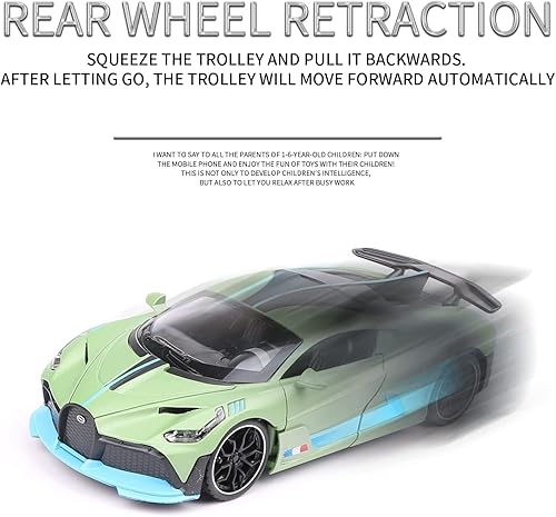 Miniatura 7 de Escala 132 para Bugatti Divo, aleación de zinc, juguete electrónico fundido a troquel con luces y música, decorativo, mini vehículos, juguetes para