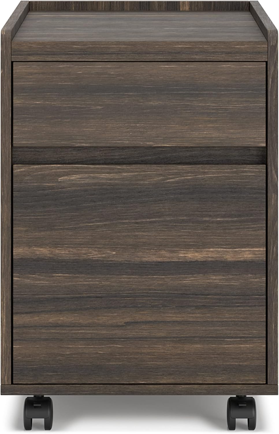 Zendex Sleek Modern Dark Brown Wood File Cabinet with 2 Drawers