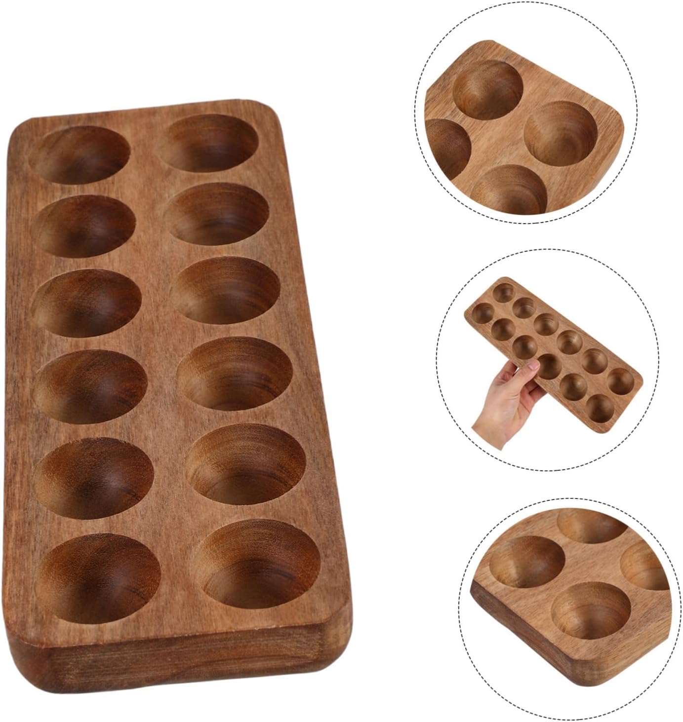 12holes Egg Carrier for Refrigerator Countertop Wooden Egg Holder Sturdy Construction