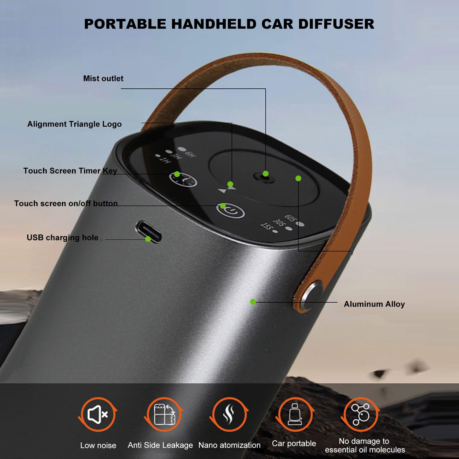 Difusor de Aromaterapia sin Agua Portátil, Pantalla Táctil Inteligente USB de Carga USB Difusor Humidificador Humidificador Automático Fragancia Máquina de Aerosol Difusor de