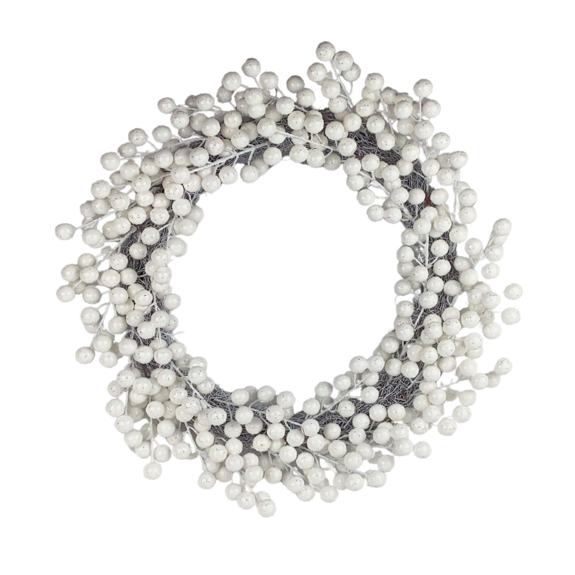 Corona para puerta grande, bayas artificiales en mimbre, corona