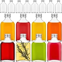 Danmu 16 Pack 6oz Mini Glass Liquor Bottles - Leak-Proof Flasks with Airtight Lids & Funnel for Juice, Sauces, Oils, Extracts