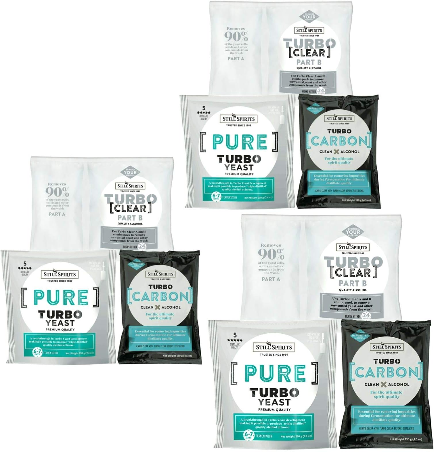 3x Still Spirits Pure Turbo Yeast, TurboClear, Liquid Carbon