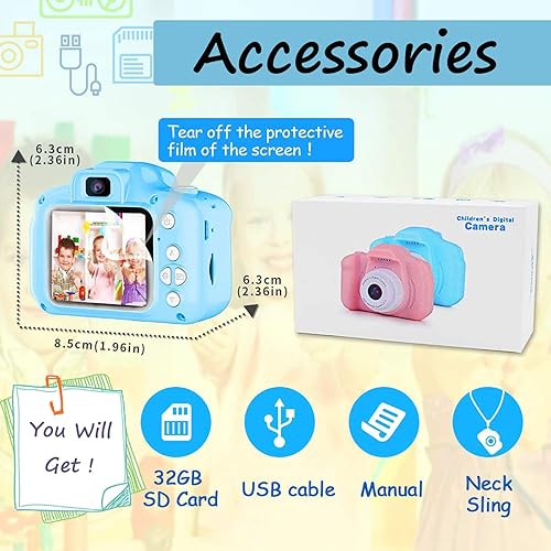 Miniatura 6 de SVZIX Cámara digital para niños, mini cámara dual recargable para niños, regalo de 3 a 9 años, 8 millones de video de alta definición de 2 pulgadas