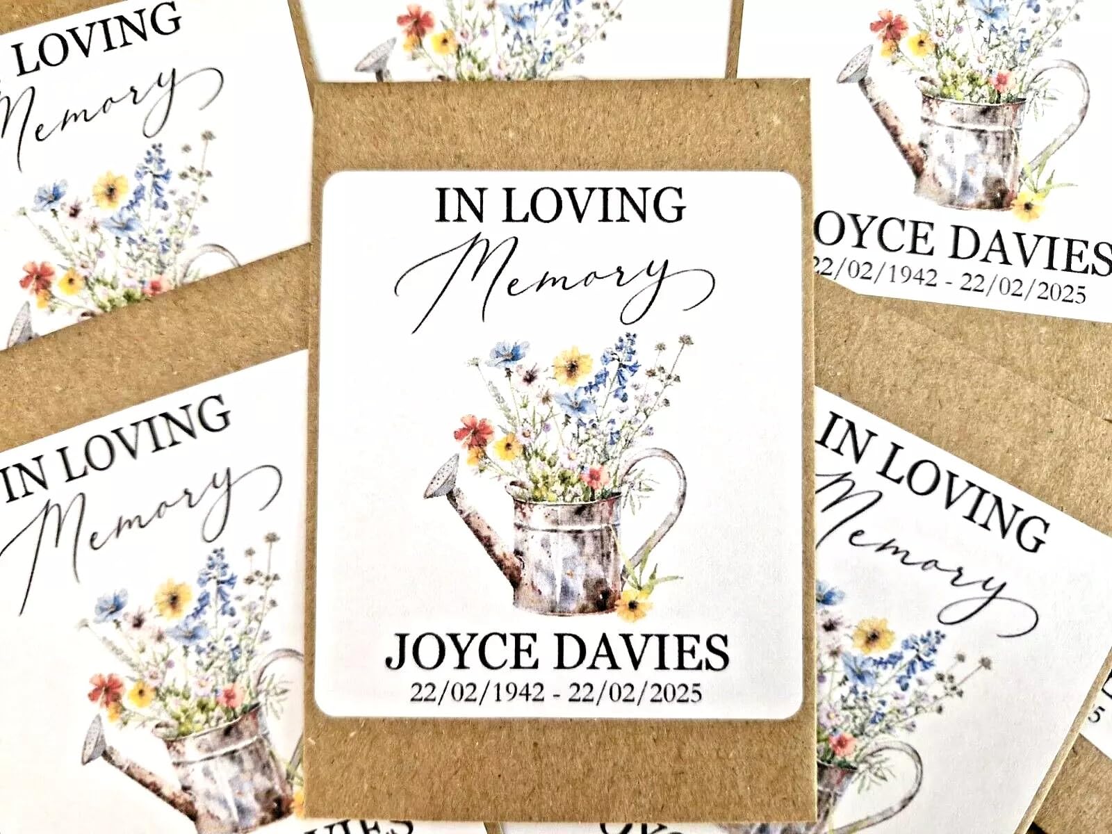 Personalised Memorial Funeral Favours Wildflower Seeds Gardeners Watering Can W1 (36)