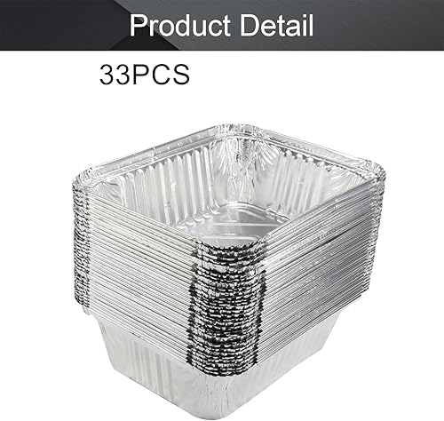 Miniatura 4 de Othmro Sartenes de papel de aluminio de 7.5 x 5.6 x 2.4 pulgadas, 33 recipientes rectangulares de papel de aluminio para cocinar, hornear, calentar,