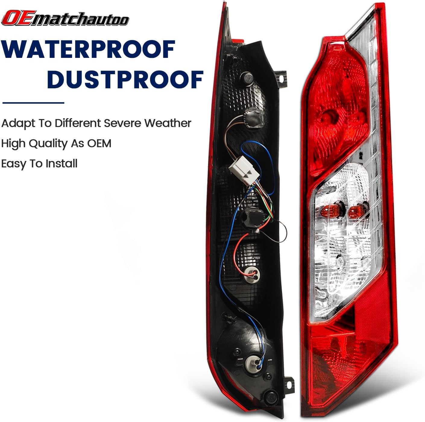 Halogen Tail Lights Compatible with 2014-2023 Ford Transit Connect Factory Taillights Rear Brake Lamp Taillamps Replacement Pair Left+Right OE DT1Z13405F DT1Z13404F