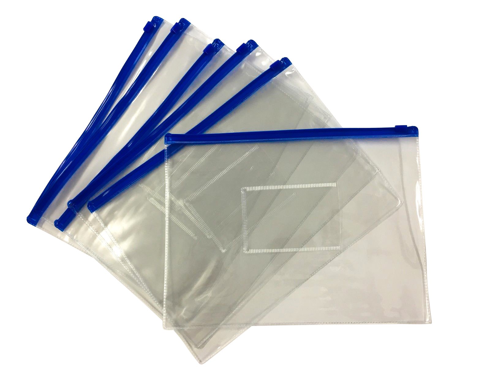 Pack of 12 A5 Blue Zip Zippy Bags - Document Clear Plastic Transparent Storage Wallet