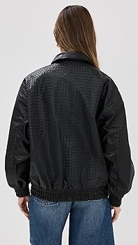 Amazon.com: Lioness Women's Kenny Woven Bomber Jacket, Onyx Amazon.com: Lioness Women's Kenny Woven Bomber Jacket, Onyx
