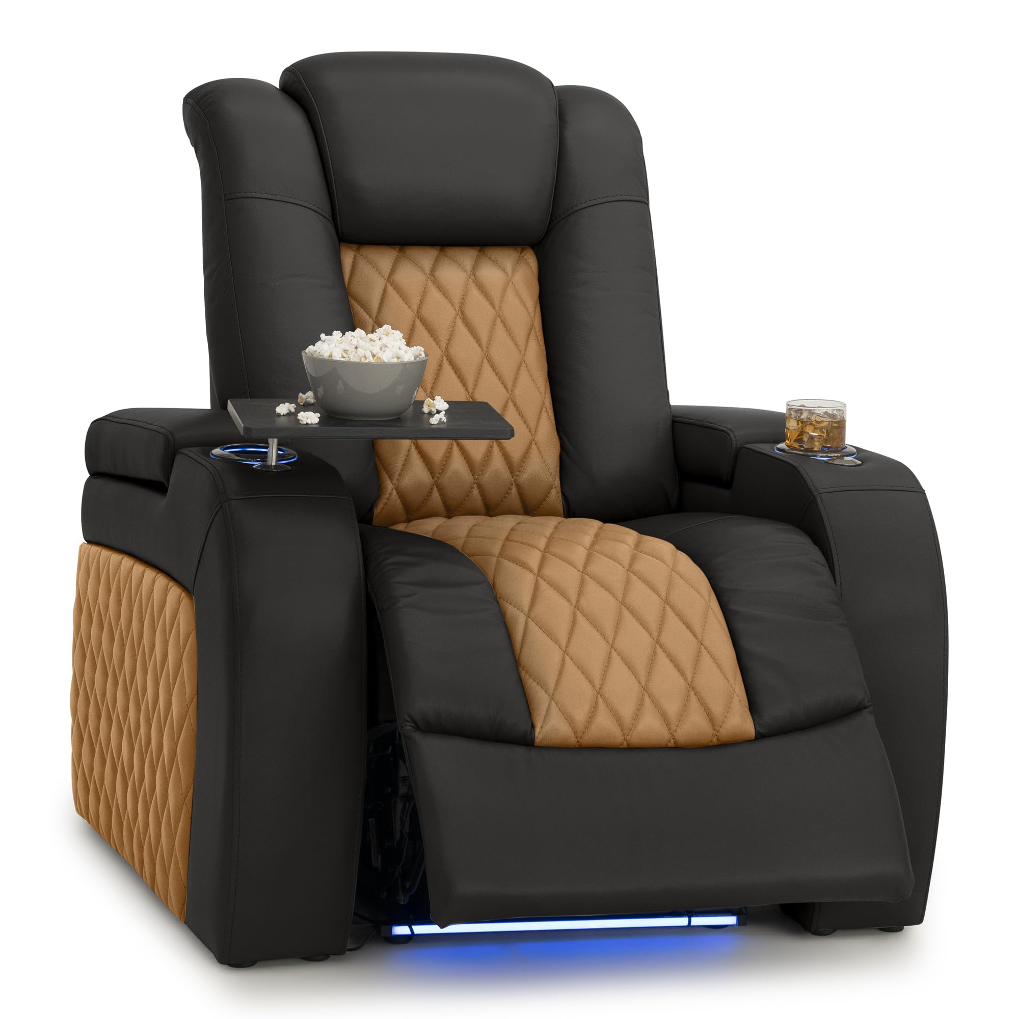 Seatcraft Diamante Home Theater Seating Black/Tan Oak Single Recliner