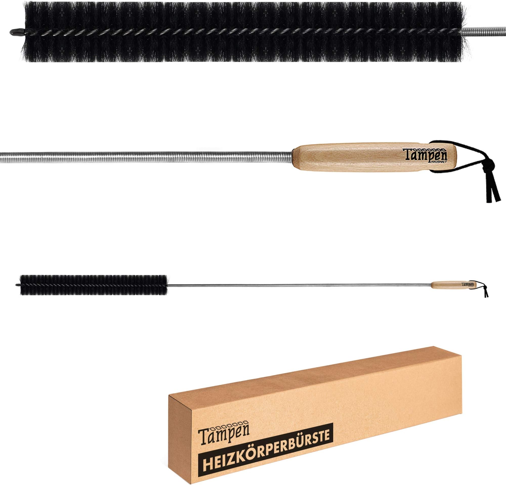 Tampen radiator brush - 120 cm - Goat hair as dust magnet - Wooden handle with leather loop -