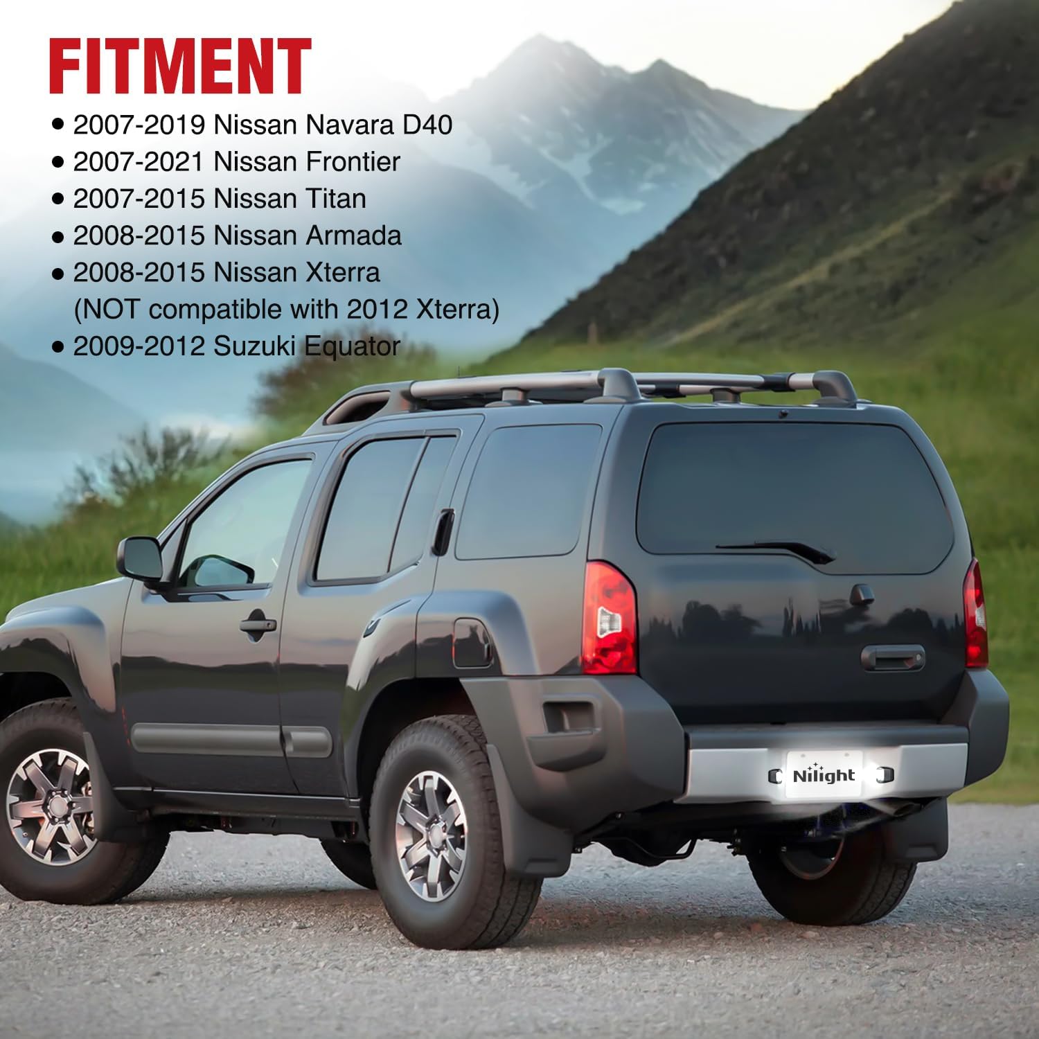 Nilight License Plate Light Compatible with 2007 2008 2009 2010 2011 2012 2013 2014 2015 2016 2017 2018 2019 2020 2021 Nissan Frontier Navara D40 2007-2015 Titan Armada Xterra Black Housing