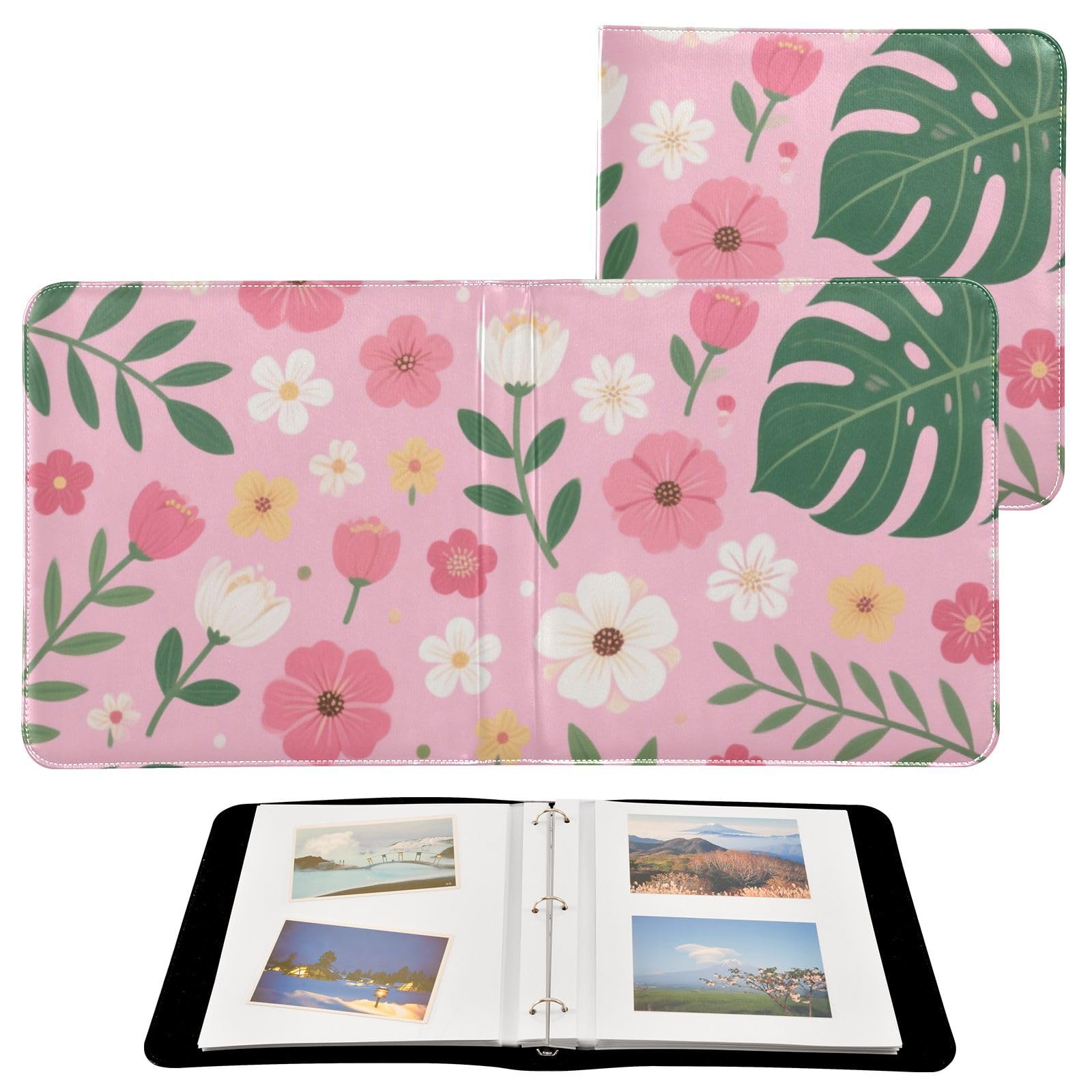 Photo Album 4x6, 5x7,6x8,Artificial Leather Photo Albums with 20 Detachable Sheets Plant Pattern for Family Wedding,Multi 22