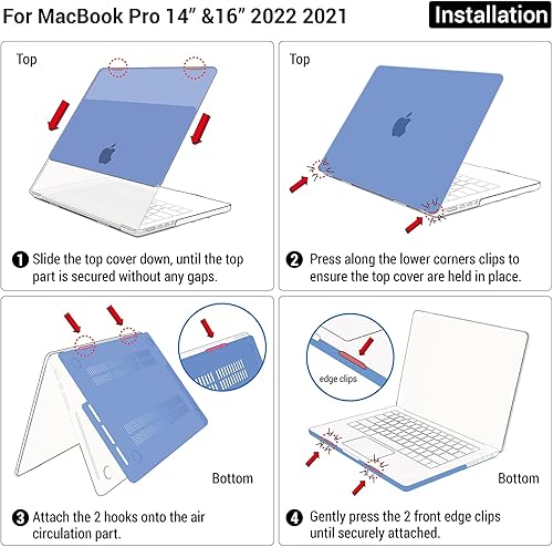 Miniatura 6 de IBENZER Compatible con MacBook Pro de 14 pulgadas 2023 2022 2021 M2 A2779 M1 A2442 ProMax, carcasa rígida, cubierta de teclado, protector de