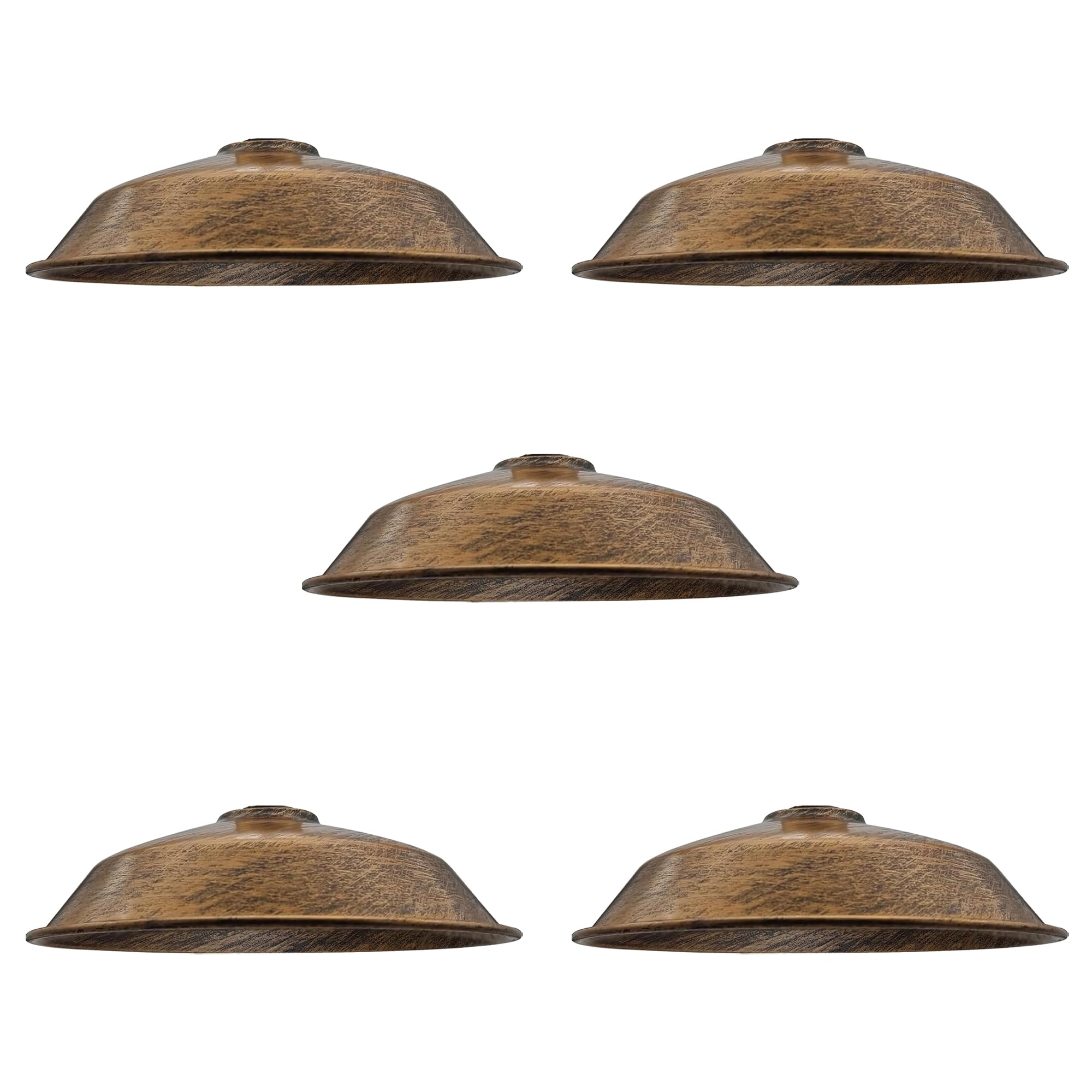 LEDSone 5 paralumi per lampada a sospensione a soffitto in metallo ramato spazzolato stile retrò, paralume per lampada dall'aspetto vintage industriale da 26 cm