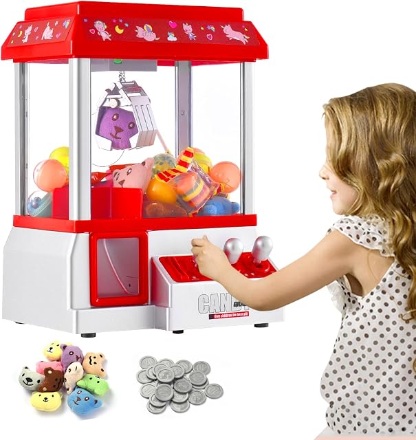 Claw Machine Arcade Game Candy Grabber Machine Mini Vending Machine For Kids Gumball Machine Sweet Grabber Machine Prize Sweet Dispenser Grab Machine For Party Birthday For Girls Boys