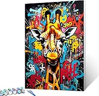 Vista 8 de Tucocoo Pintura al óleo estilo graffiti por números para adultos principiantes con marco, pintura de guitarra fresca por número sobre lienzo