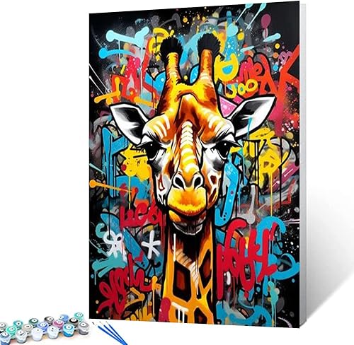 Miniatura 8 de Tucocoo Pintura al óleo estilo graffiti por números para adultos principiantes con marco, pintura de guitarra fresca por número sobre lienzo