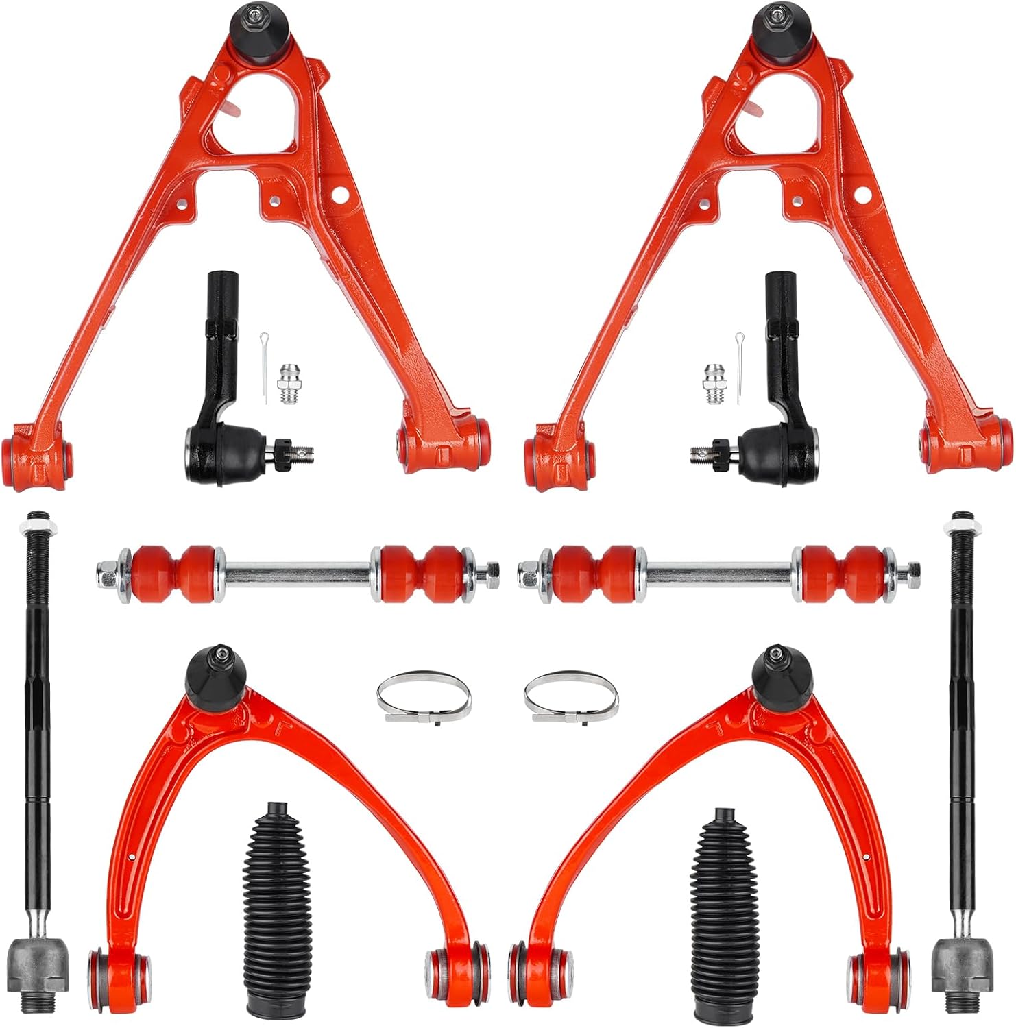 12pcs Front Upper Left Right Control Arm Suspension Kit with Polyurethena Bushing&Ball Joints Fit for Cadillac Escalade 07-14 for Chevrolet Tahoe 07-14 for Silverado 1500 07-13