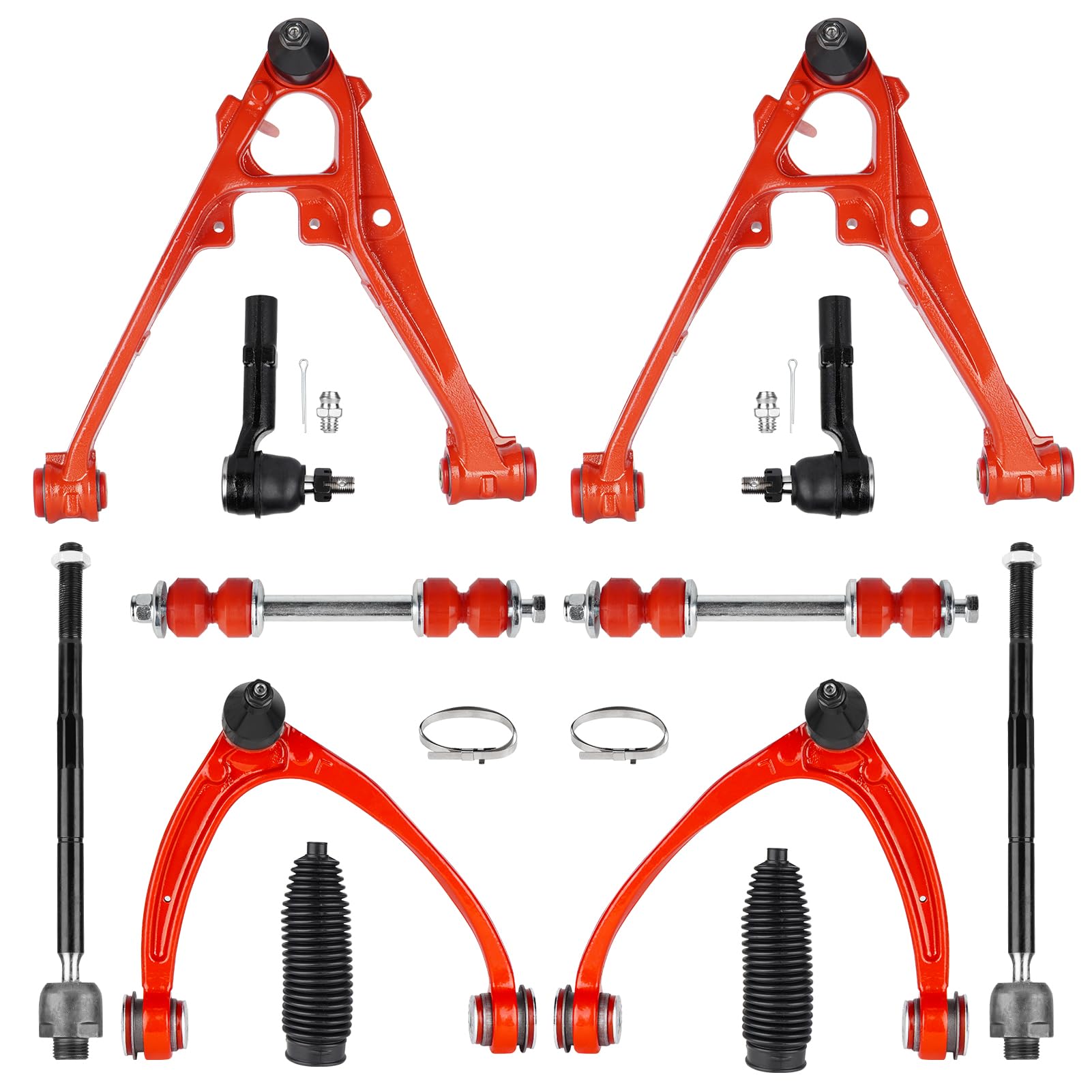 12pcs Front Upper Left Right Control Arm Suspension Kit with Polyurethena Bushing&Ball Joints Fit for Cadillac Escalade 07-14 for Chevrolet Tahoe 07-14 for Silverado 1500 07-13