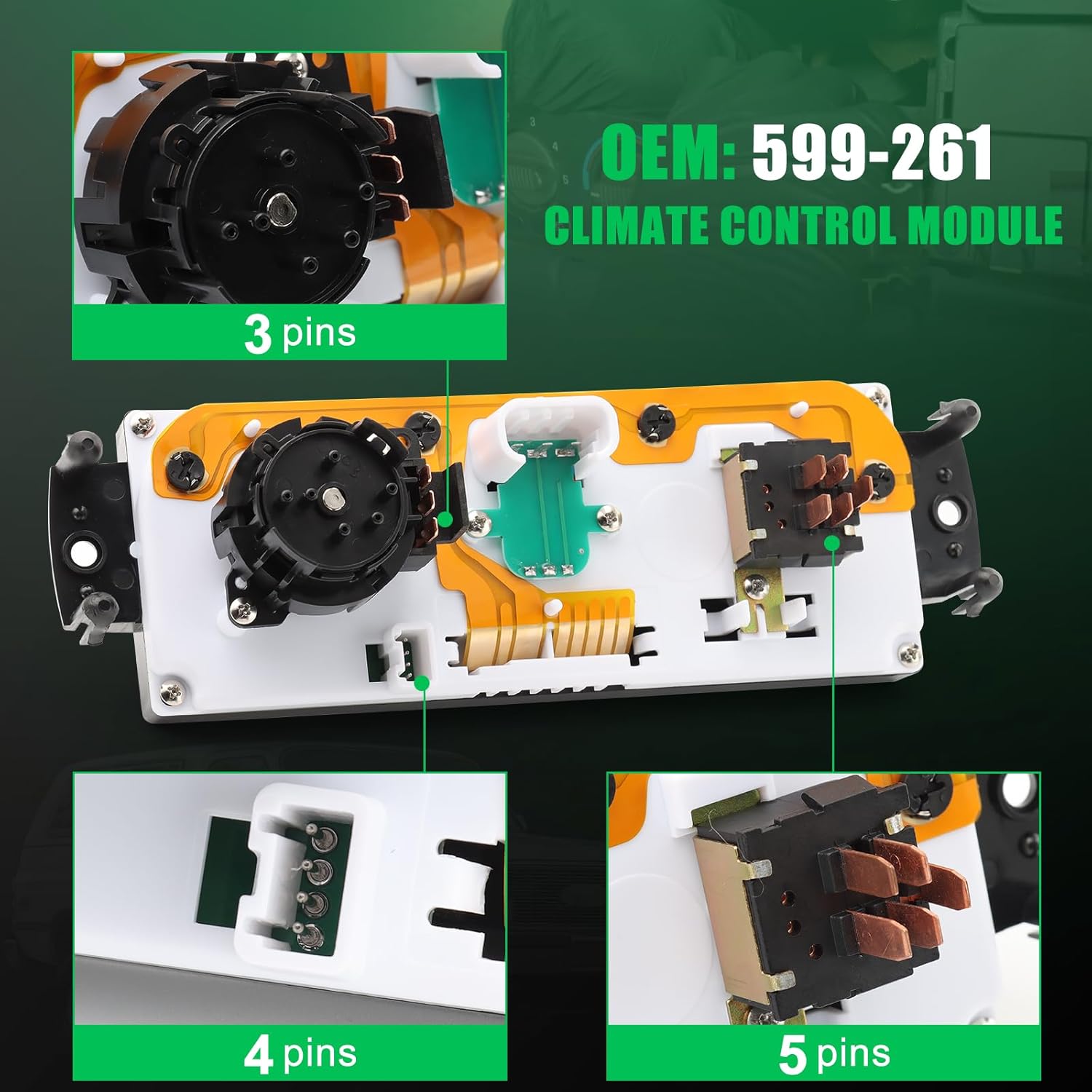 Exact Fit HVAC Heater AC Control Panel w/Rear Defroster for 1999-2005 Chevy Blazer, 1999-2001 GMC Jimmy, 1999-2002 Olds Bravada - Replaces OEM 599-261 15098966 16250535