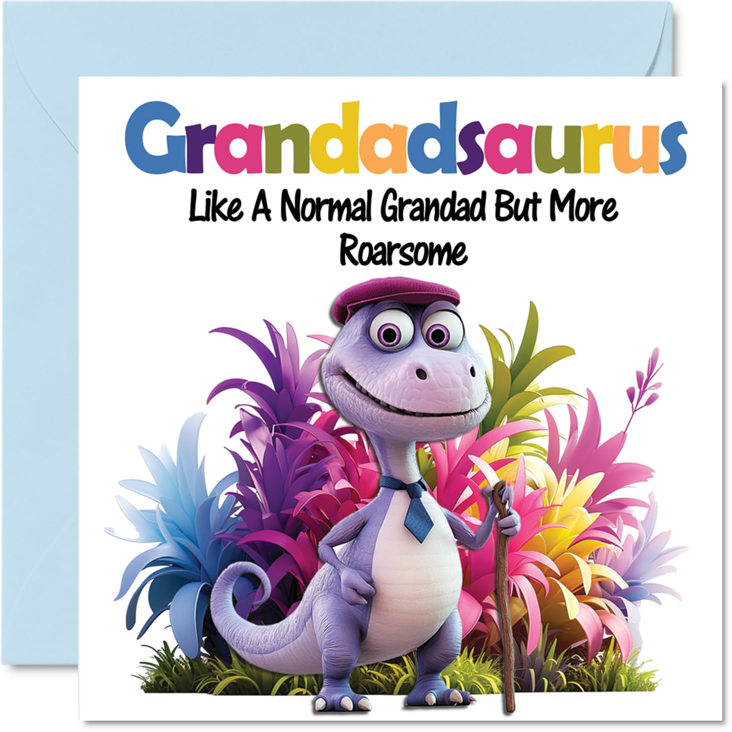 Grandad Birthday Card - Roarsome Grandadsaurus - Happy Birthday Card for Grandad from Grandson Granddaughter, 145mm Dinosaur Bday Greeting Cards