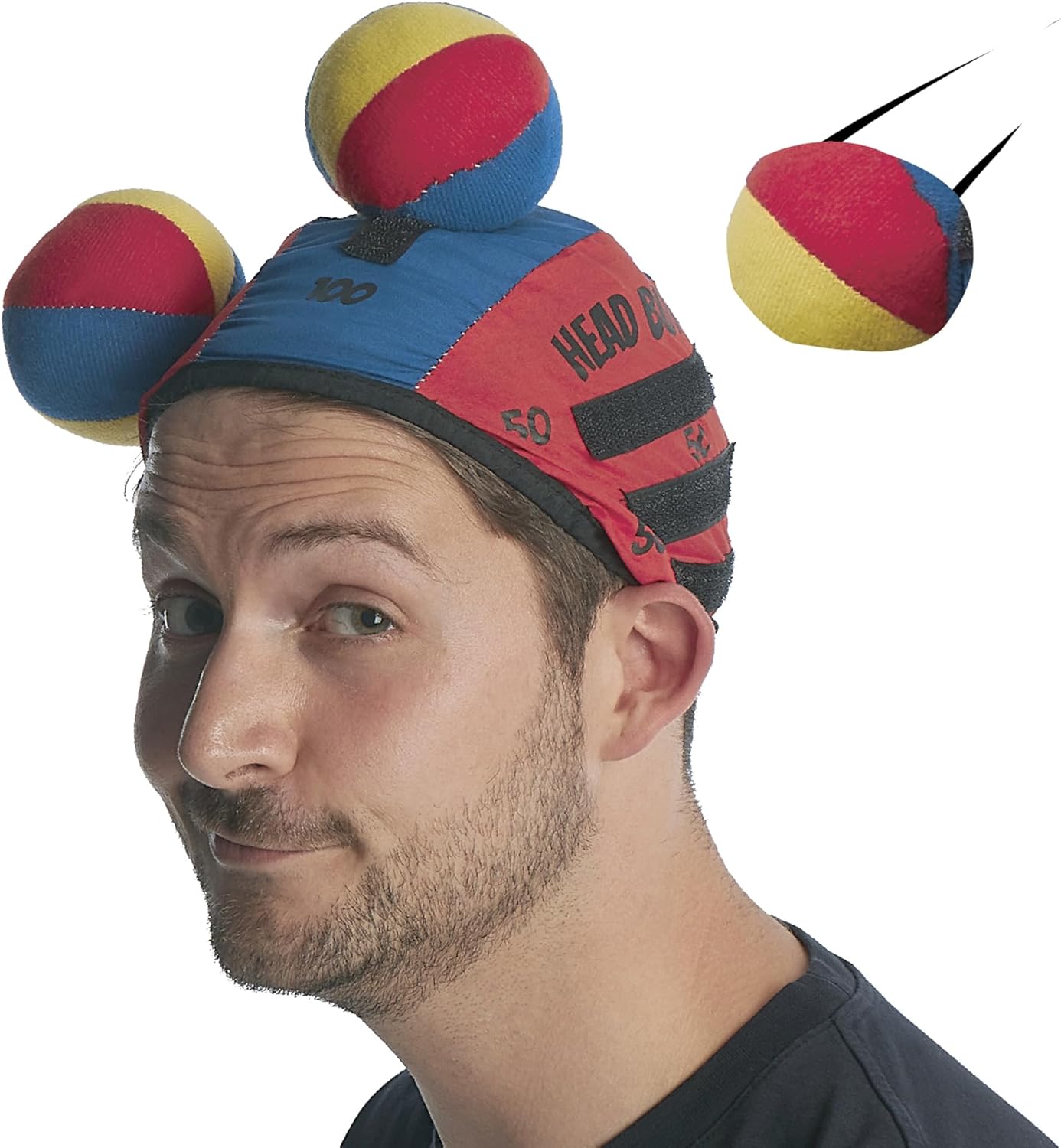 Silly Pin Head Butt Game,Catch the Moveing Target Juggling Ball with You Head,Bachelorette Parties, Summer Parties, BBQs, Birthdays & Game Nights,2 Hats 3 Balls(Red)