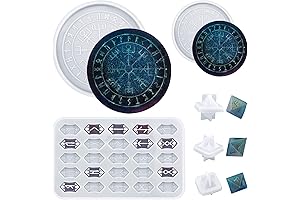 WANDIC Set of 6 Silicone Rune Tray Rune Stones Resin Molds, Rune...