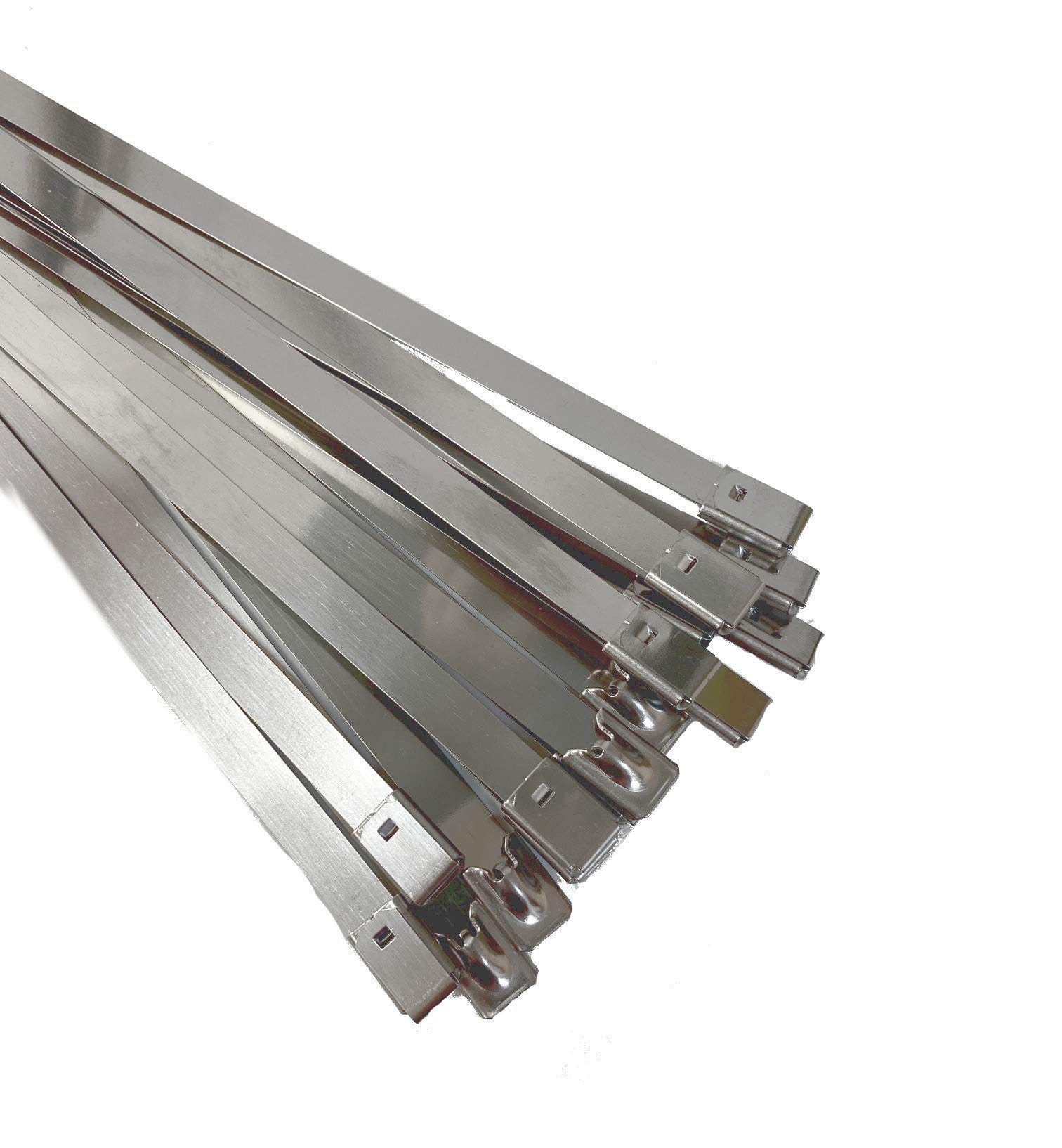 Premium Stainless Steel Cable Ties, SS304 Stainless Steel Zip Ties, Metal Cable Ties, Exhaust Wrap Self Locking Cable Zip Ties, Marine Grade Metal Tie Wraps (20, 7.9x300mm)