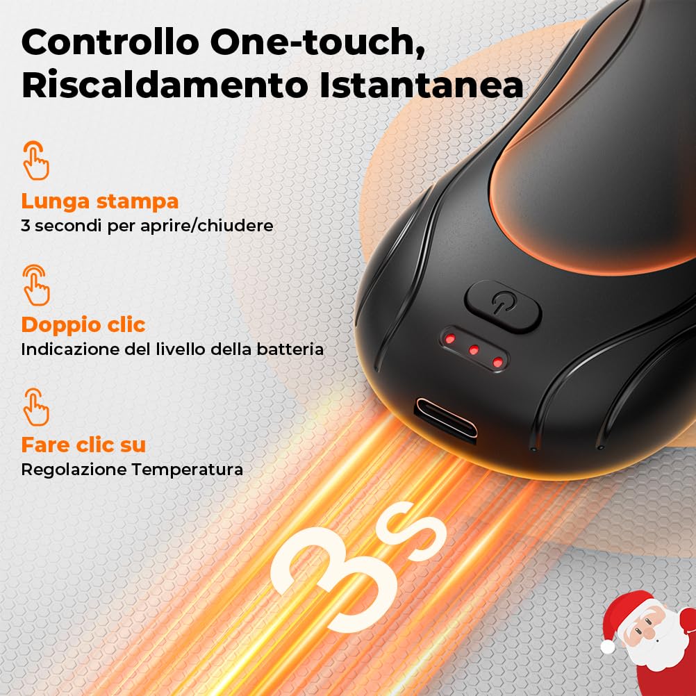 VOSFEEL Scaldamani Elettrico 2 Pack, Scaldamani Ricaricabile Portatile 23H, Riscaldamento a 3 Livelli, Scalda Mani Tascabili, Adatto per Esterno, Golf, Campeggio