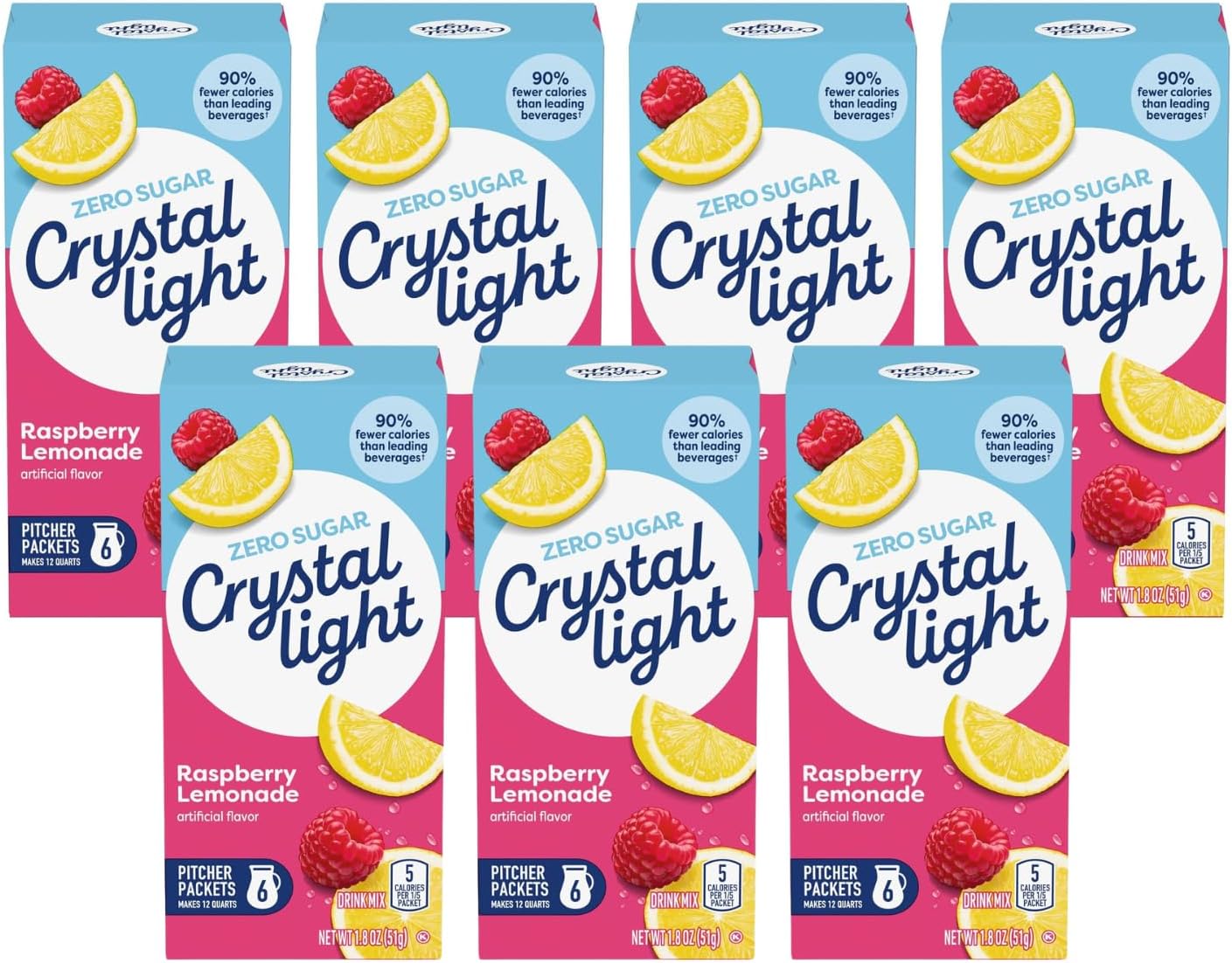 Crystal Light Raspberry Lemonade Drink Mix, 12-Quart 1.8-Ounce Box (Pack Of 7)