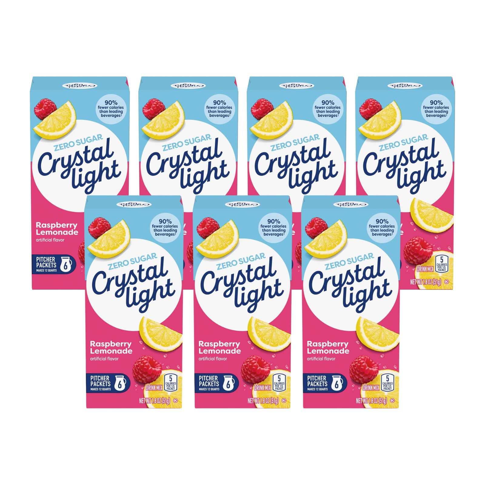 Crystal Light Raspberry Lemonade Drink Mix, 12-Quart 1.8-Ounce Box (Pack Of 7)