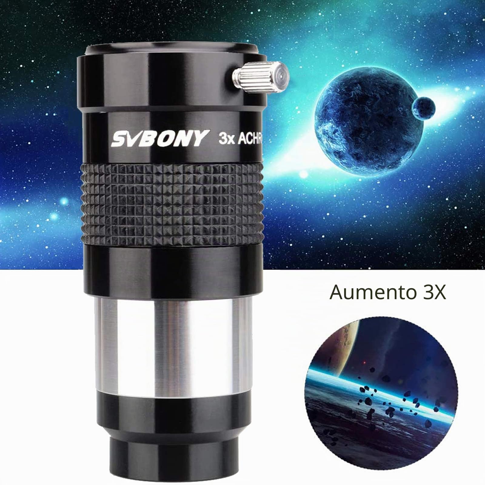 Svbony SV136 Lente Barlow Apocromatica 3X, Barlow Lens 1,25", Lente de Metal FMC para Telescopio Ocular y Astrofotografía