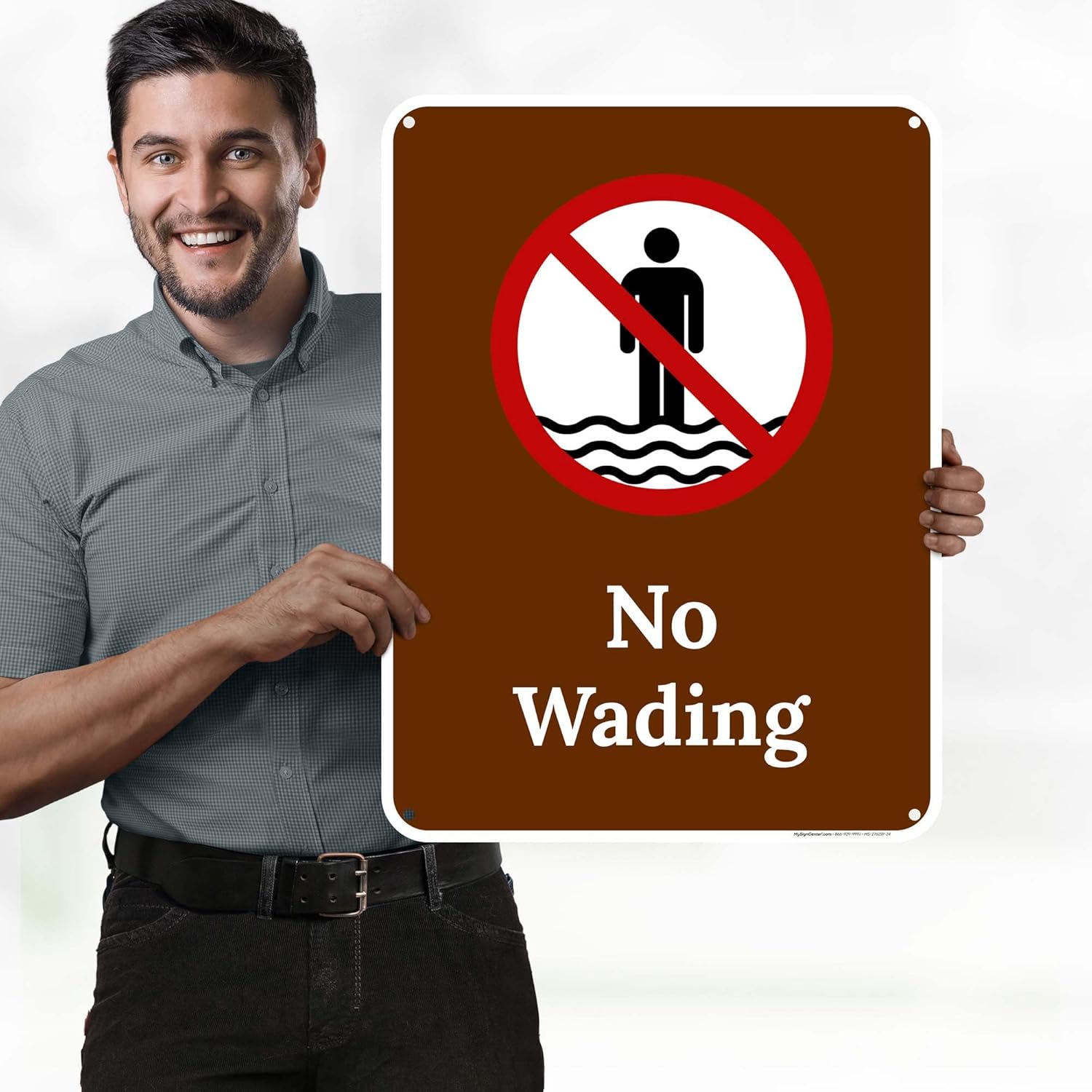 No Wading Sign, 18x24 Inches, 55 mil thick HDPS (high density polystyrene), Made in USA by My Sign Center