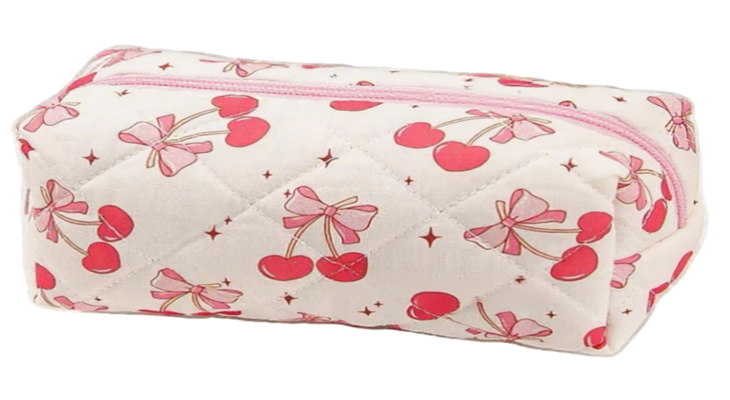 Carry bloom Pencil Pouch Cute Pencil Case for Girls Aesthetic Pencil Bag with Zipper Pen Cases School Supplies Makeup Bag (cherry bow)